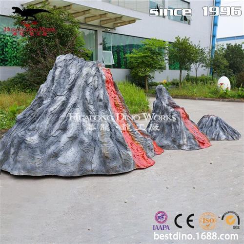 商场美陈仿真仿真火山展厅装饰玻璃钢火山雕塑摆件工厂制作出品