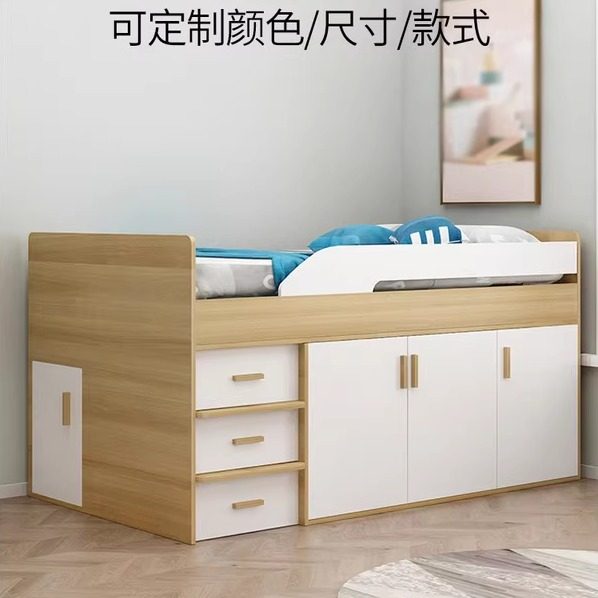 全实木儿童床带书桌衣柜小户型半高床省空间利用床柜床柜一体床图片
