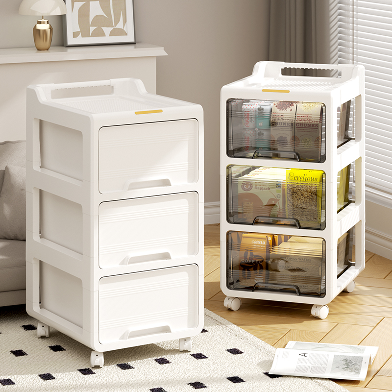 零食置物架家用客厅玩具杂物收纳柜可移动小推车储物架床头置物柜