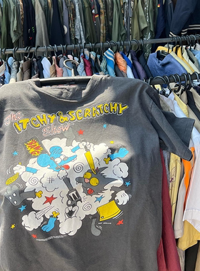 WHO CARE复古大百科  动画The Itchy & Scratchy Show宽松短袖T恤