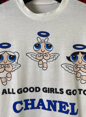 The Powerpuff Girls short sleeves飞天小女警动画落肩短袖T恤