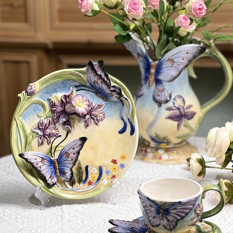 蝴蝶摆盘坐盘家用装饰品创意挂墙工艺品田园风,家居饰品,装饰坐盘/挂盘,淘宝优惠券,粉丝福利购,淘宝优惠卷