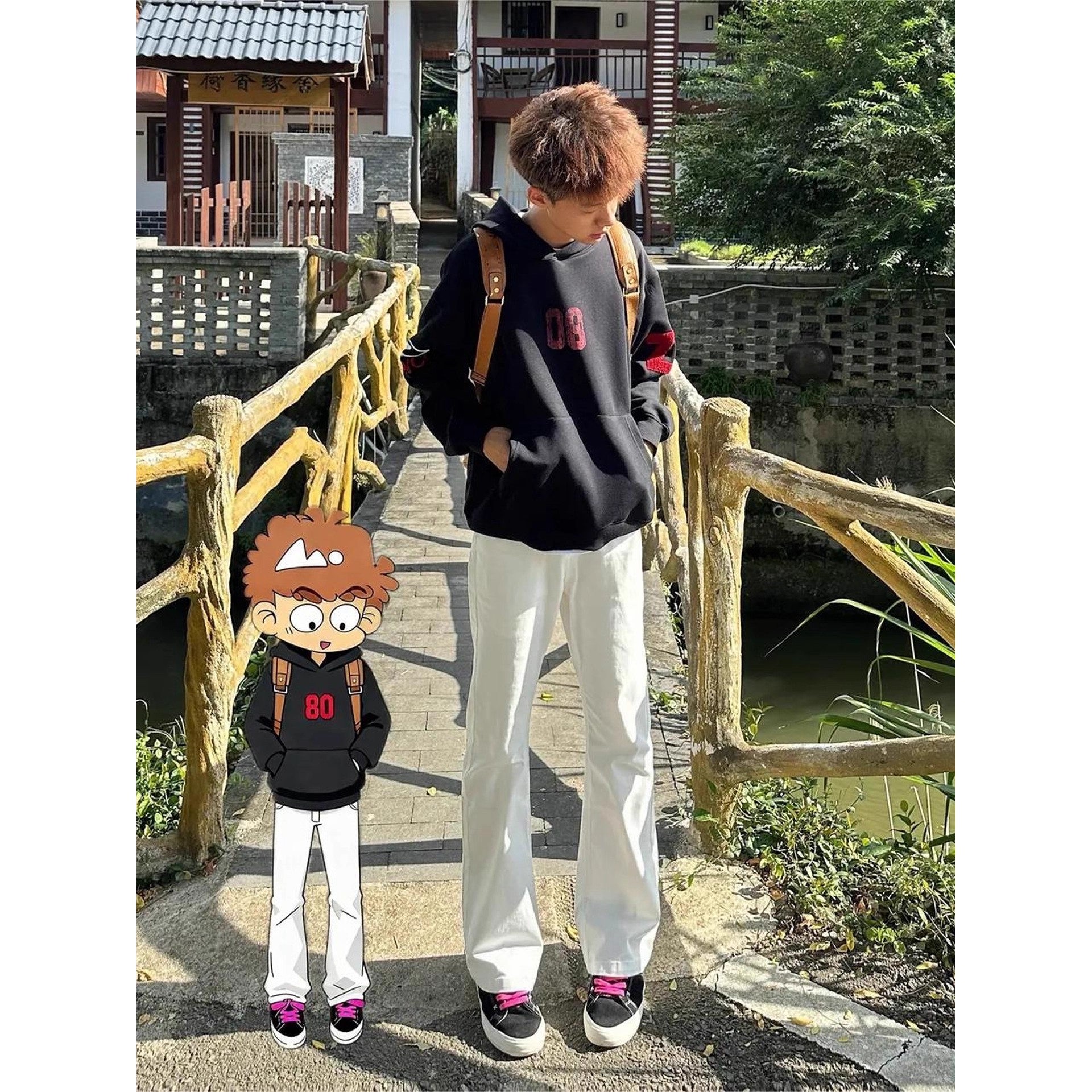 cleanfit白色高街微喇牛仔裤男