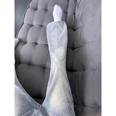 cleanfit复古蓝斜切牛仔裤男款