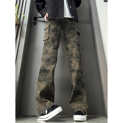 美式复古迷彩牛仔裤男
