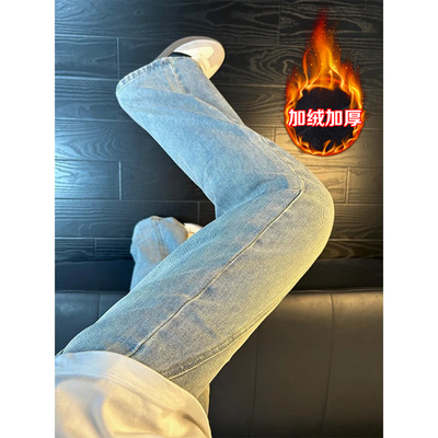 美式复古斜切牛仔裤男高街vibe