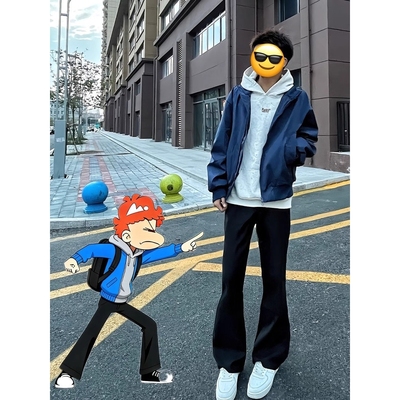 cleanfit黑色弯刀微喇牛仔裤男