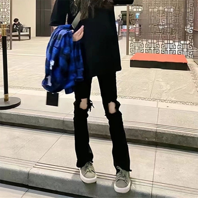 美式高街破洞破坏牛仔裤男