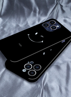 黑色底笑脸适用VIVO手机壳V20PRO新款S9E全包Y77e菲林Z5I硬壳U3X保护套IQOONEO7竞速版ins薄Z6小众X80PRO高级