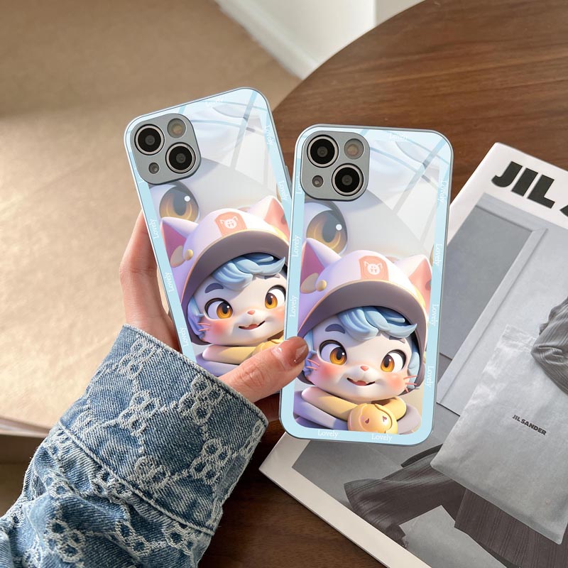 萌趣男孩iPhone14手机壳适用苹果13promax新款12卡通11全包xs/xr情侣直边玻璃小众高级7/8plus保护套se3可爱