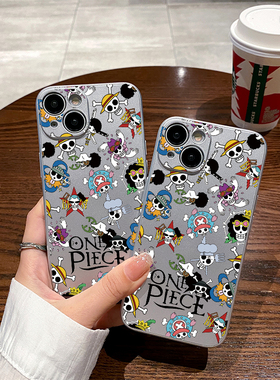 满屏海贼王适用苹果16保护套14plus电镀银iPhone15手机壳xs11全包xr情侣6s高级7g8新款12mini女se2软13promax