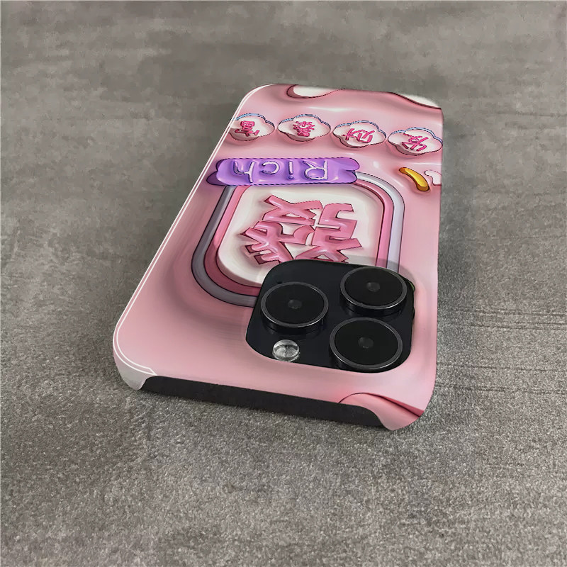 3D效果发字适用苹果16promax手机壳新款iphone15半包14plus菲林XR硬壳xs保护套7/8/se2大孔12/13mini高级感11