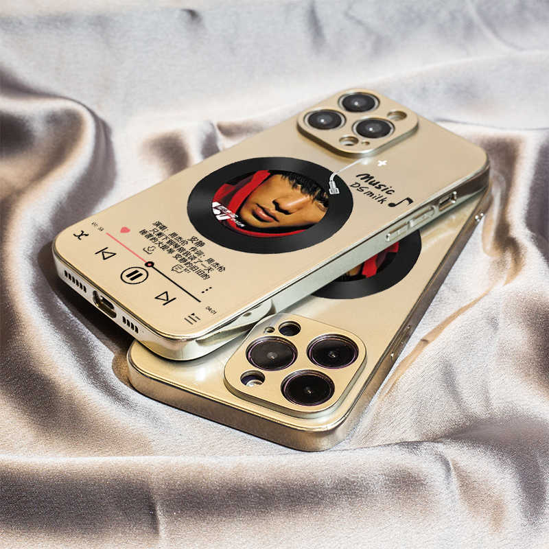 杰伦CD唱片适用苹果16保护套14plus电镀银iPhone15手机壳xs11全包xr情侣6s高级7g8新款12mini女se2软13promax