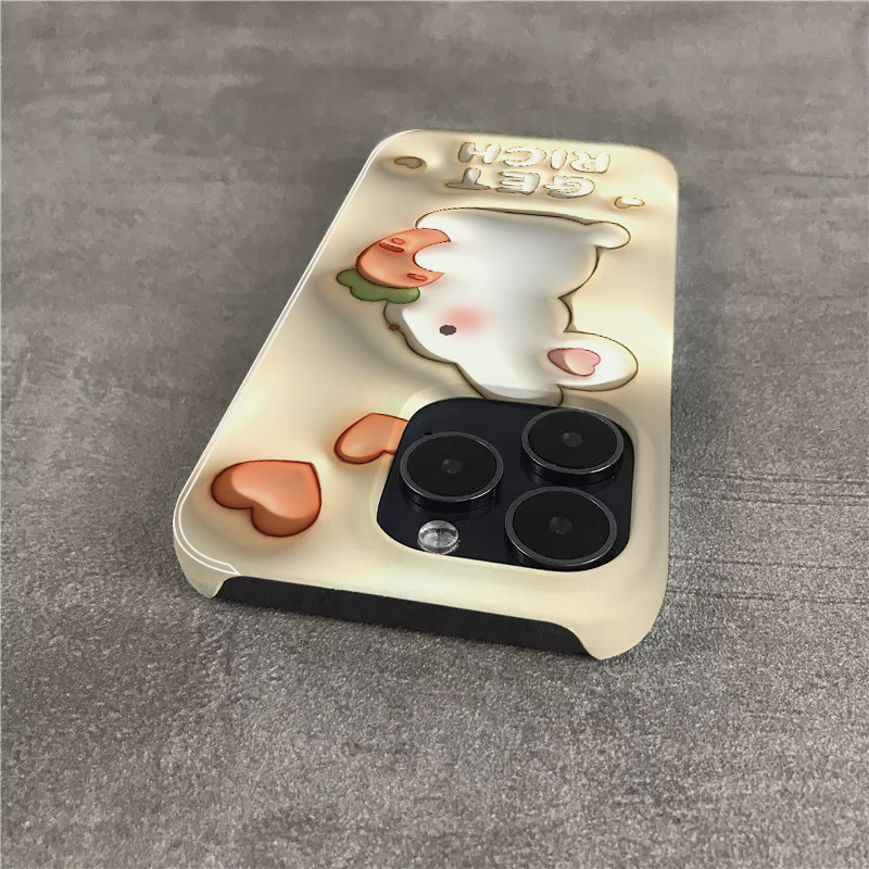 3D图萝卜兔适用苹果16promax手机壳新款iphone15半包14plus菲林XR硬壳xs保护套7/8/se2大孔12/13mini高级感11
