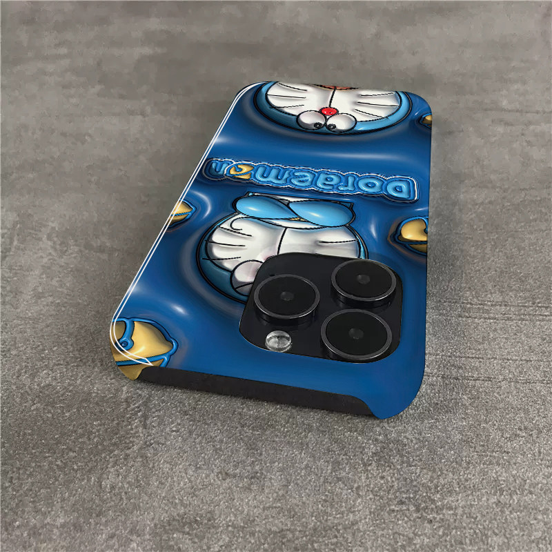 3D图蓝胖子适用苹果16promax手机壳新款iphone15半包14plus菲林XR硬壳xs保护套7/8/se2大孔12/13mini高级感11