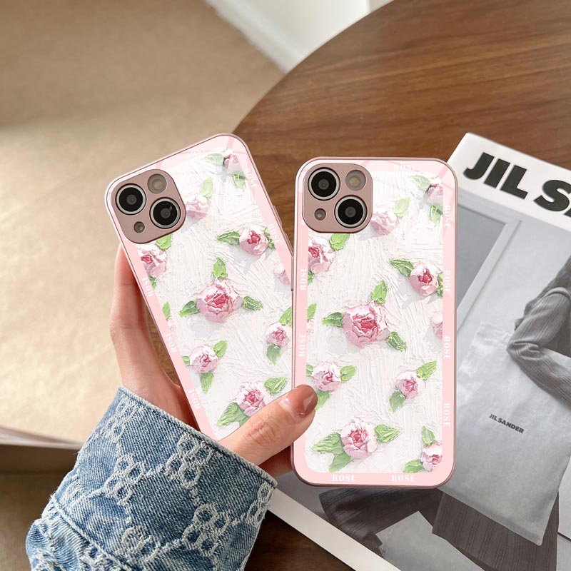 粉色小花手机壳女适用VIVOY52S新款X60曲屏版卡通X90PRO/80/70全包S9E直边玻璃S12/10小众高级保护套IQOONEO5