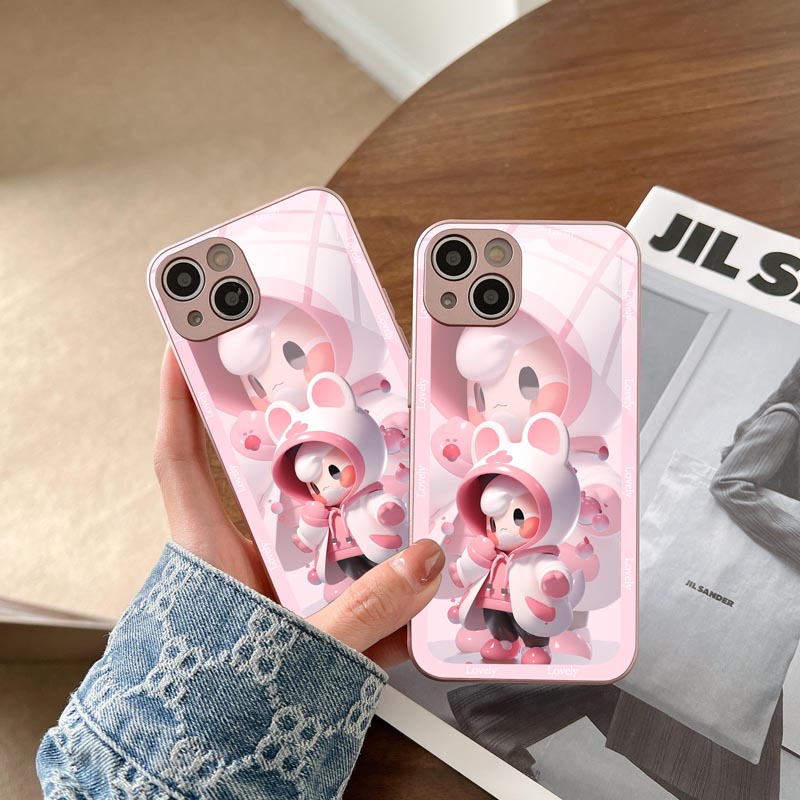 粉色卡通适用VIVOY52S手机壳女新款X60曲屏版X90PRO/80/70全包S9E情侣S12/10直边玻璃小众高级保护套IQOONEO5