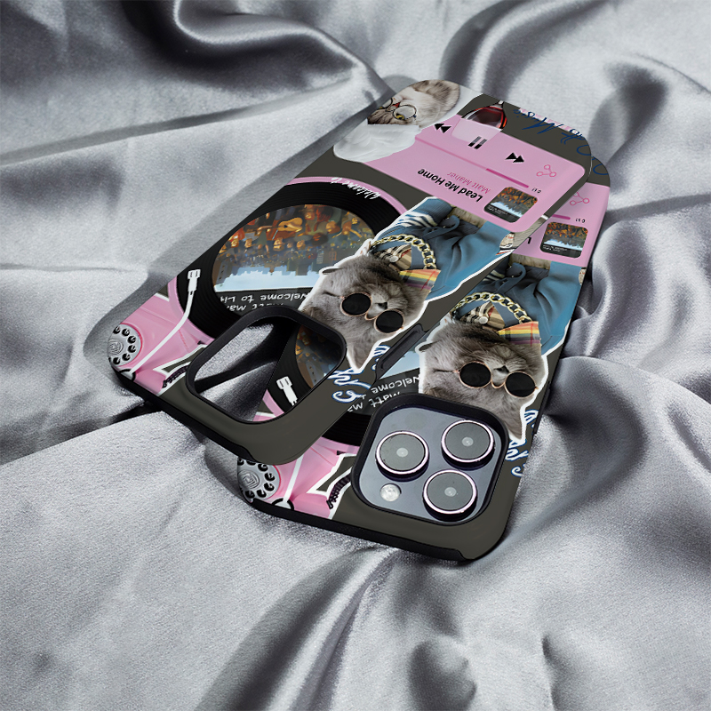 电话猫唱片iphone16Promax手机壳13适用苹果15plus保护套菲林硬壳12mini二合一XS/XR高级11防摔7/8/SE2全包14