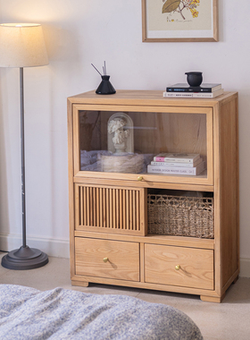 实木床尾柜卧室侧边收纳柜床边轻奢储物柜置物柜中式原木斗柜边柜