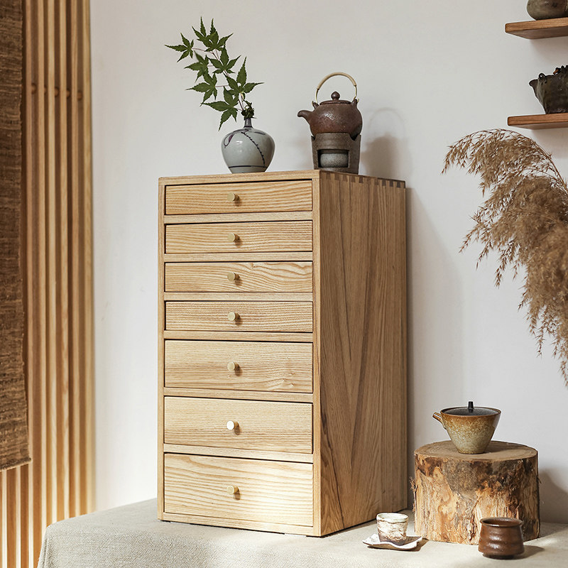 白蜡木收纳柜七斗抽屉式