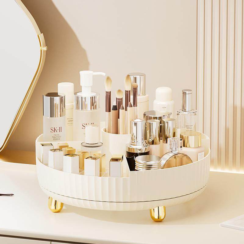 化妆品收纳盒高级感桌面收纳盒子旋转梳妆台分格整理化妆刷收纳筒,收纳整理,首饰盒,淘宝优惠券,粉丝福利购,淘宝优惠卷