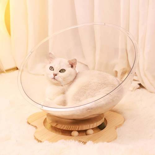 太空舱猫窝猫玩具二合一体实木猫转盘不粘毛易打理猫爬架四季通用