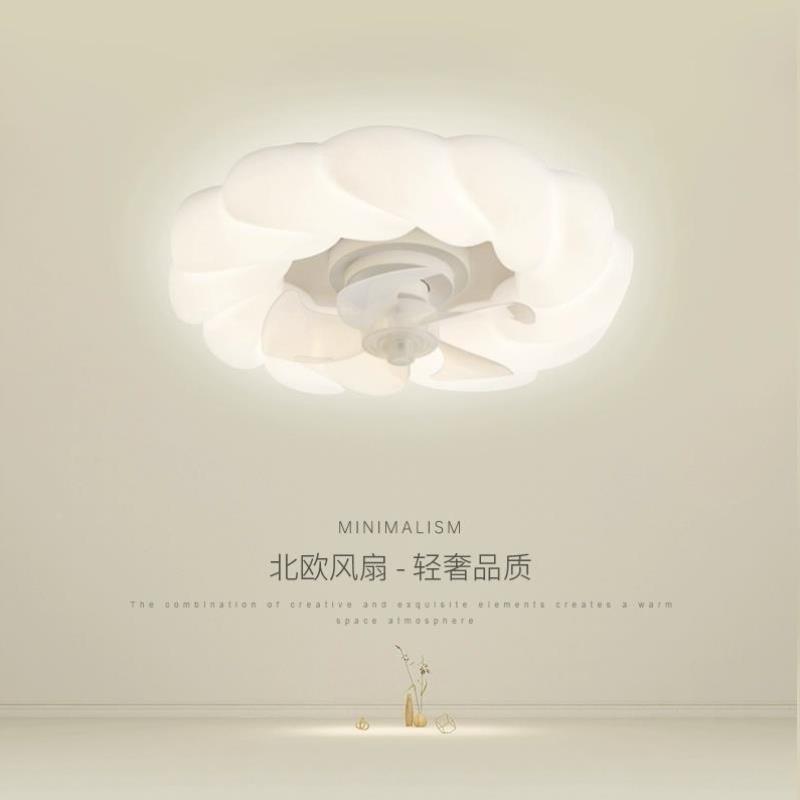 卧室吸顶风扇灯北欧创意南瓜静音摇头电扇灯现代简约儿童房吊扇灯