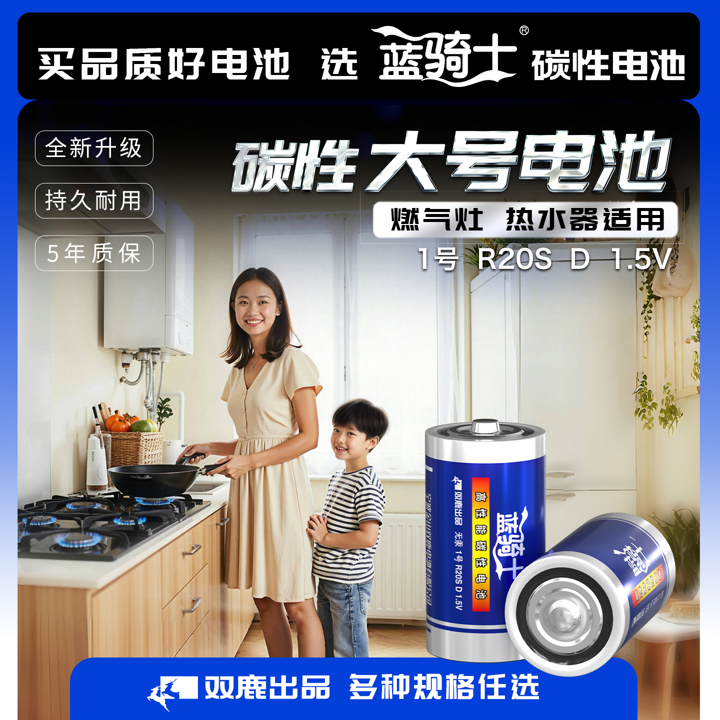 双鹿出品碳性电池1号电池