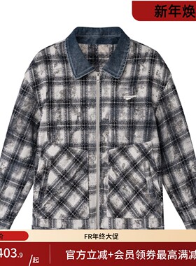 凡人优品复古格子翻领夹克男外套冬款加绒A131