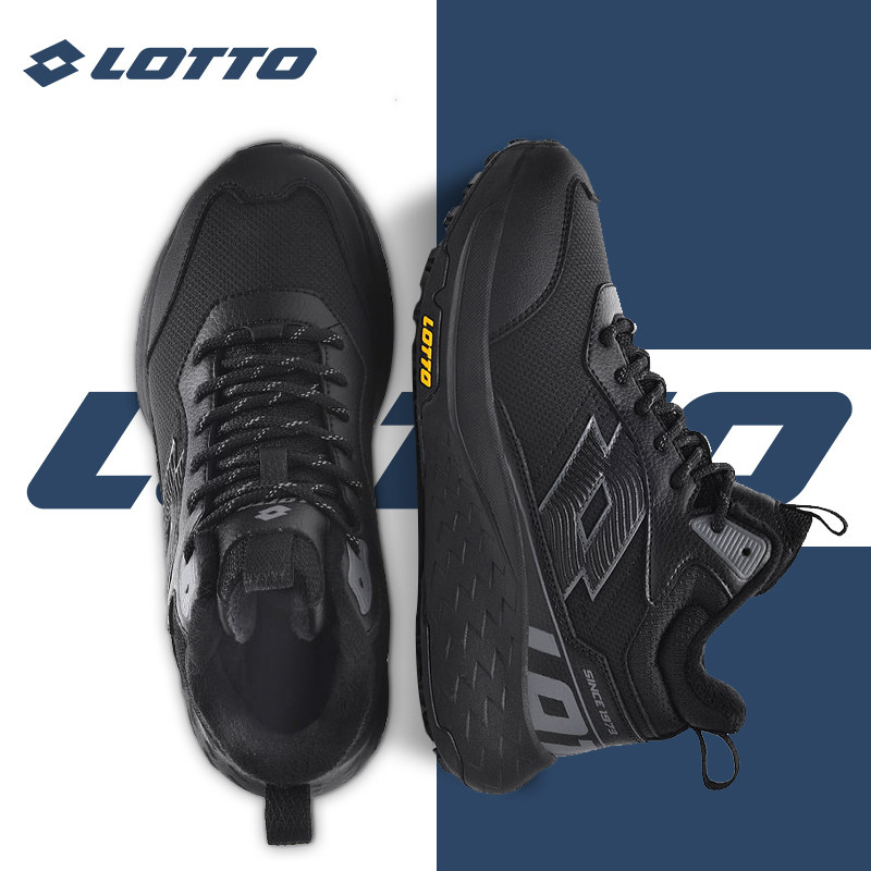 LOTTO乐途男高帮加绒加厚棉鞋2025秋冬季新款黑色保暖外穿运动鞋