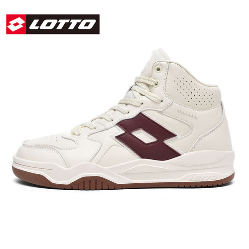 Lotto/乐途女鞋复古皮面高帮板鞋