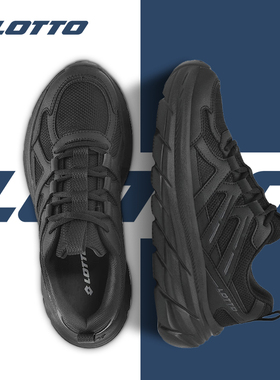 LOTTO乐途男网面厚底运动鞋2025秋冬季新款户外全黑公务通勤鞋子