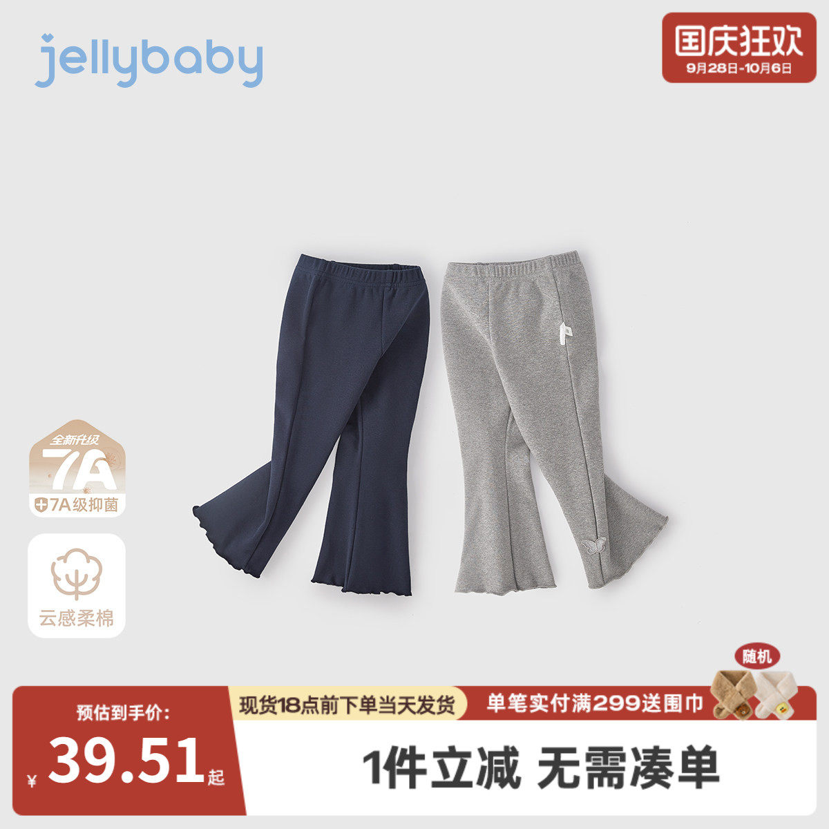 女童打底裤春季外穿宝宝洋气花边微喇休闲裤小童新款儿童裤子女孩