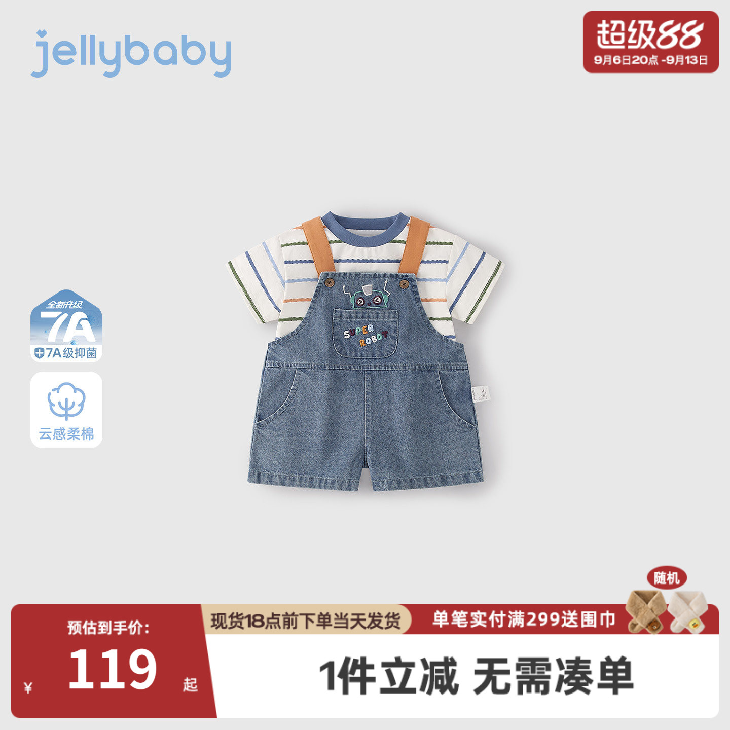 小童两件套2026新款宝宝条纹短袖男童背带裤休闲儿童套装夏季男孩图片