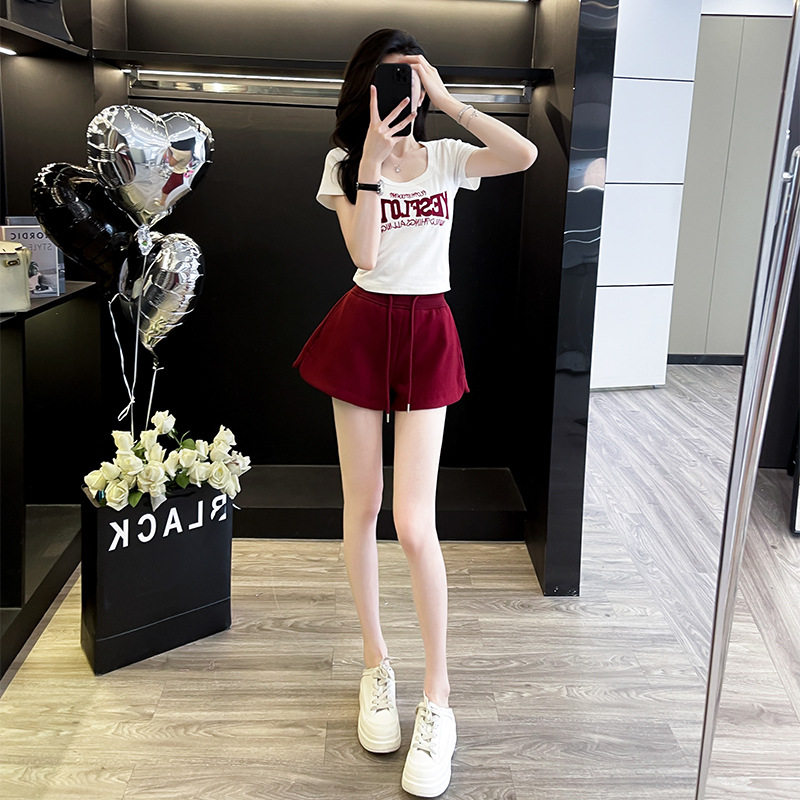 高级感品牌休闲运动套装女夏洋气显瘦宽松上衣高腰短裤薄款两件套