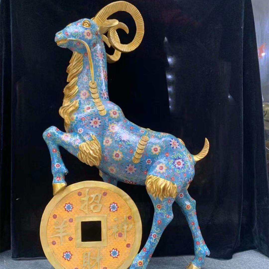 招财进宝铜钱羊生肖景观装饰摆件唐马吸水象成对小鹿福禄喷水海豚