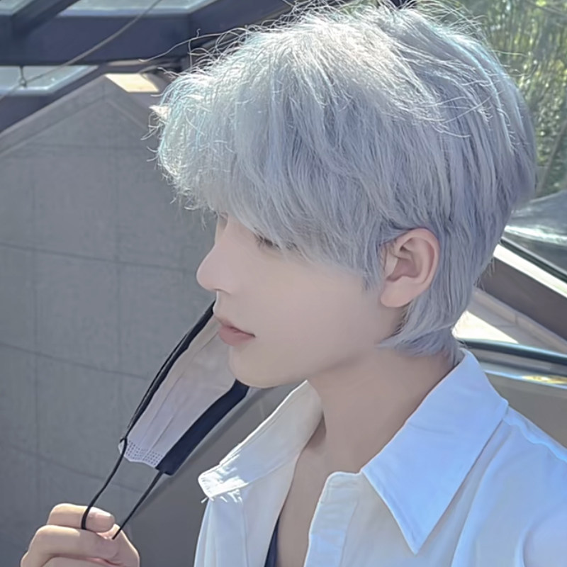 假发男短发韩版帅气男士发型冰灰蓝色cos日系少年男生自然全头套