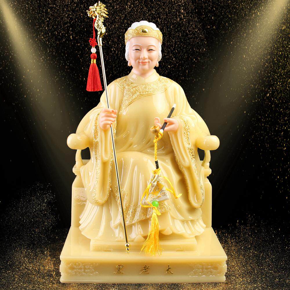 汉白玉黑妈妈黑老太太神像体铁刹山仙家像供奉居家用佛像黄玉摆件