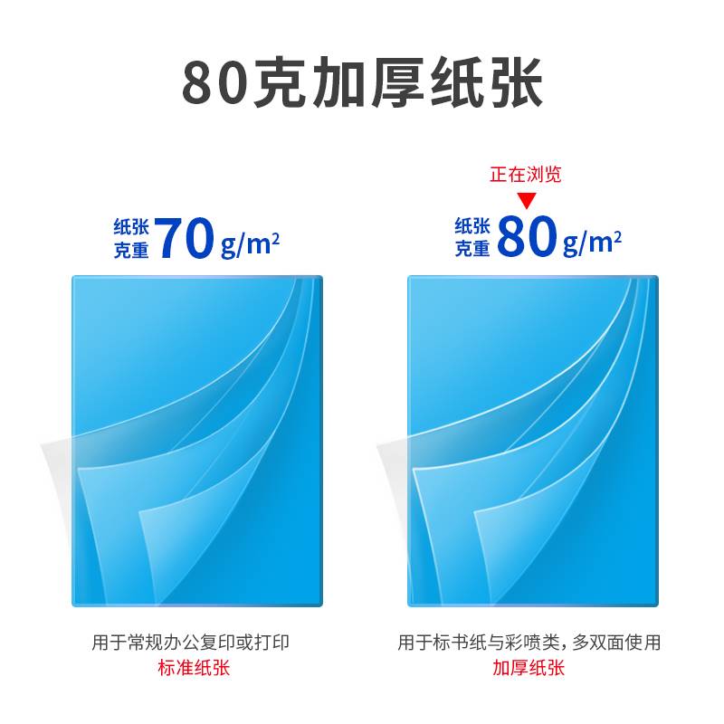 天章风a4打印纸80g加厚版整箱实惠装70克500张a3办公白色复印纸