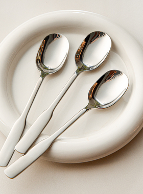 井柚韩式宽柄304不锈钢勺子家用调羹长柄高颜值匙羹儿童吃饭勺子