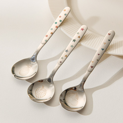 卡通316激光雕刻儿童饭勺甜品勺