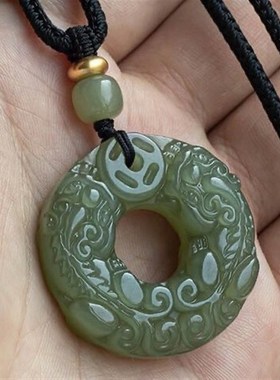速发和田玉双貔貅吊坠男情侣款平安扣项链招财皮休符玉石挂件