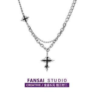 十字架吊坠男士项链潮牌百搭男款潮流男生嘻哈小众高级感链子配饰
