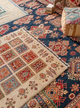 特价sale！阿富汗新款小尺寸进口手工地毯挂毯波斯纯手工打结ins