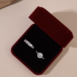 一克拉圆钻女戒情侣仿真结婚假对戒婚礼仪式 用道具戒指钻戒仿真钻