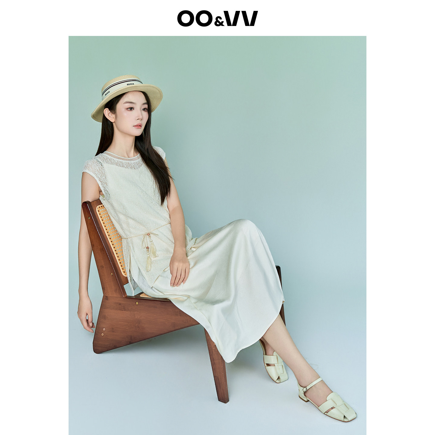 oo&vv不规则设计收腰雪纺衫+简约时尚吊带连衣裙女2026夏两件套新