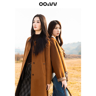 oo&vv老钱风翻领长款双面呢大衣女2025秋冬绵羊毛呢外套轻熟优雅