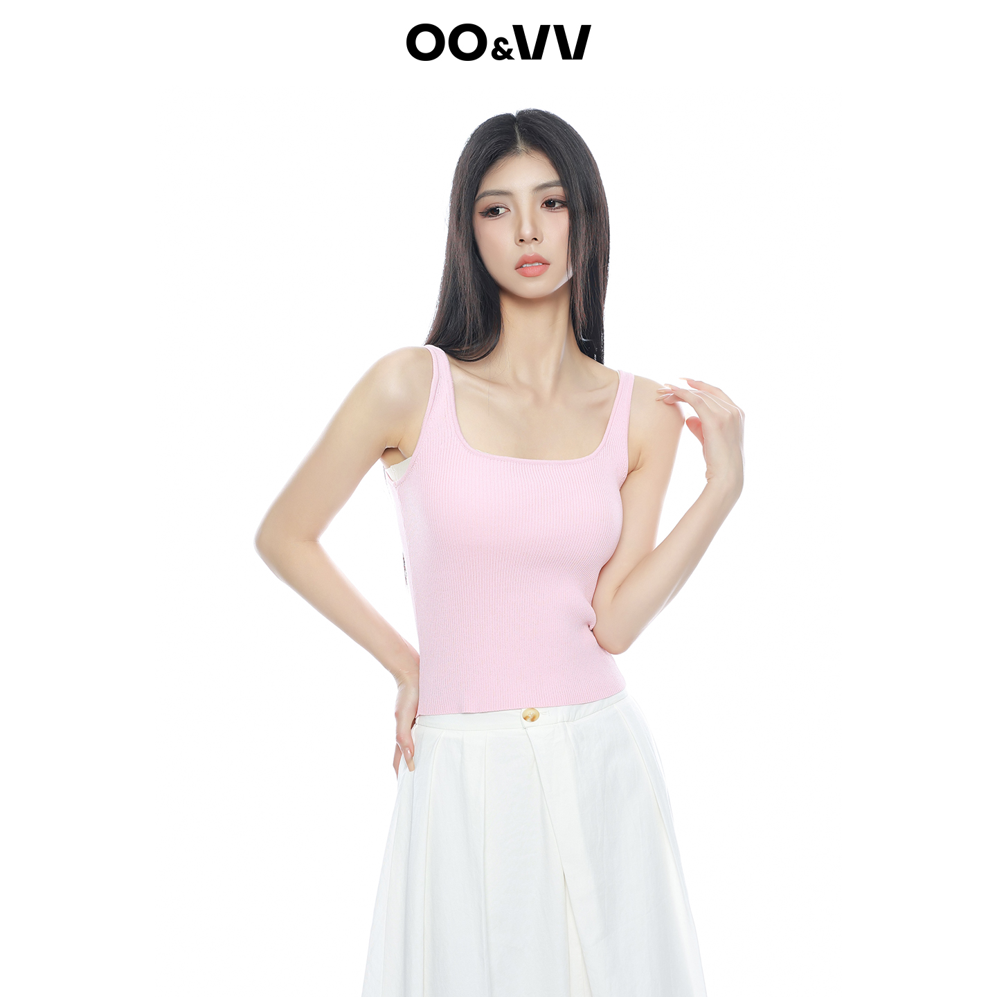oo&vv粉色修身裹胸吊带2025夏新款背心女内搭打底上衣外穿ins
