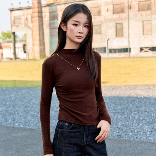 oo&vv中古职场美学修身打底长袖T恤女2026秋冬收腰舒适弹力针织衫