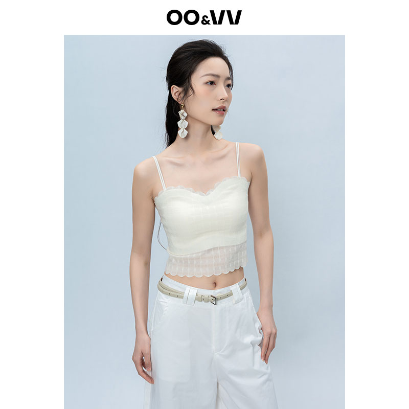 oo&vv白色性感蕾丝美背防走光小吊带女2025夏新免穿内衣抹胸内衣